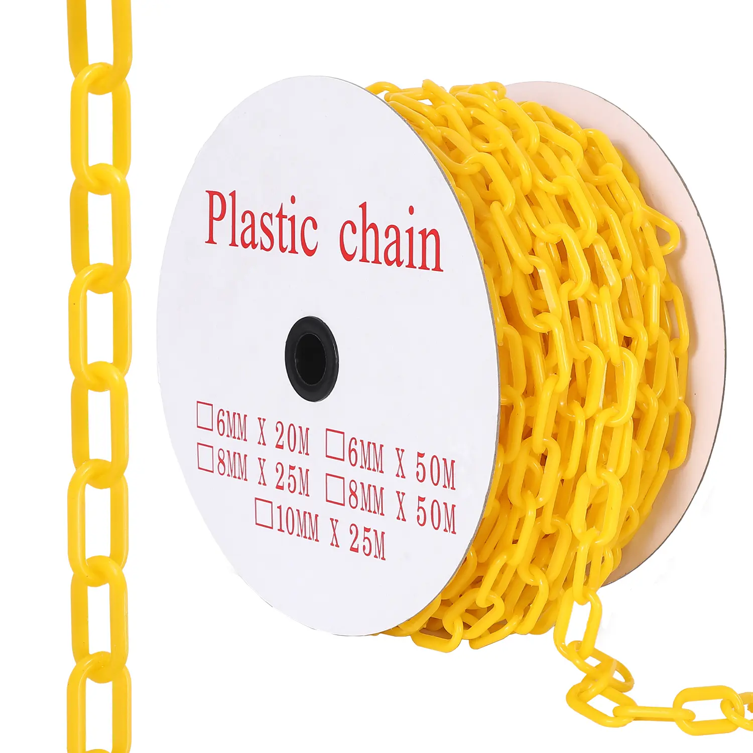 120FT Yellow Plastic Chain Links, High Visibility Safety Chain Barrier with 25 S Hooks, Crowd Control for Parking, Driveways, Queue Lines, Construction; UV Resistant, Rustproof, Easy Install