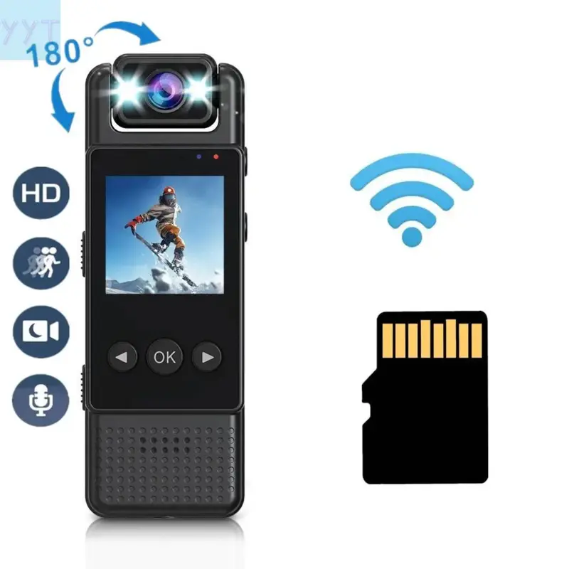 YYT1 4K HD Action Camera, USB Rechargeable Body Worn Camera, Infrared Night-Vision WiFi Camera, Outdoor Camera, Vlogging Camera, Wearable Recording Camera, Wireless Vlog Camera, HD Video Camera
