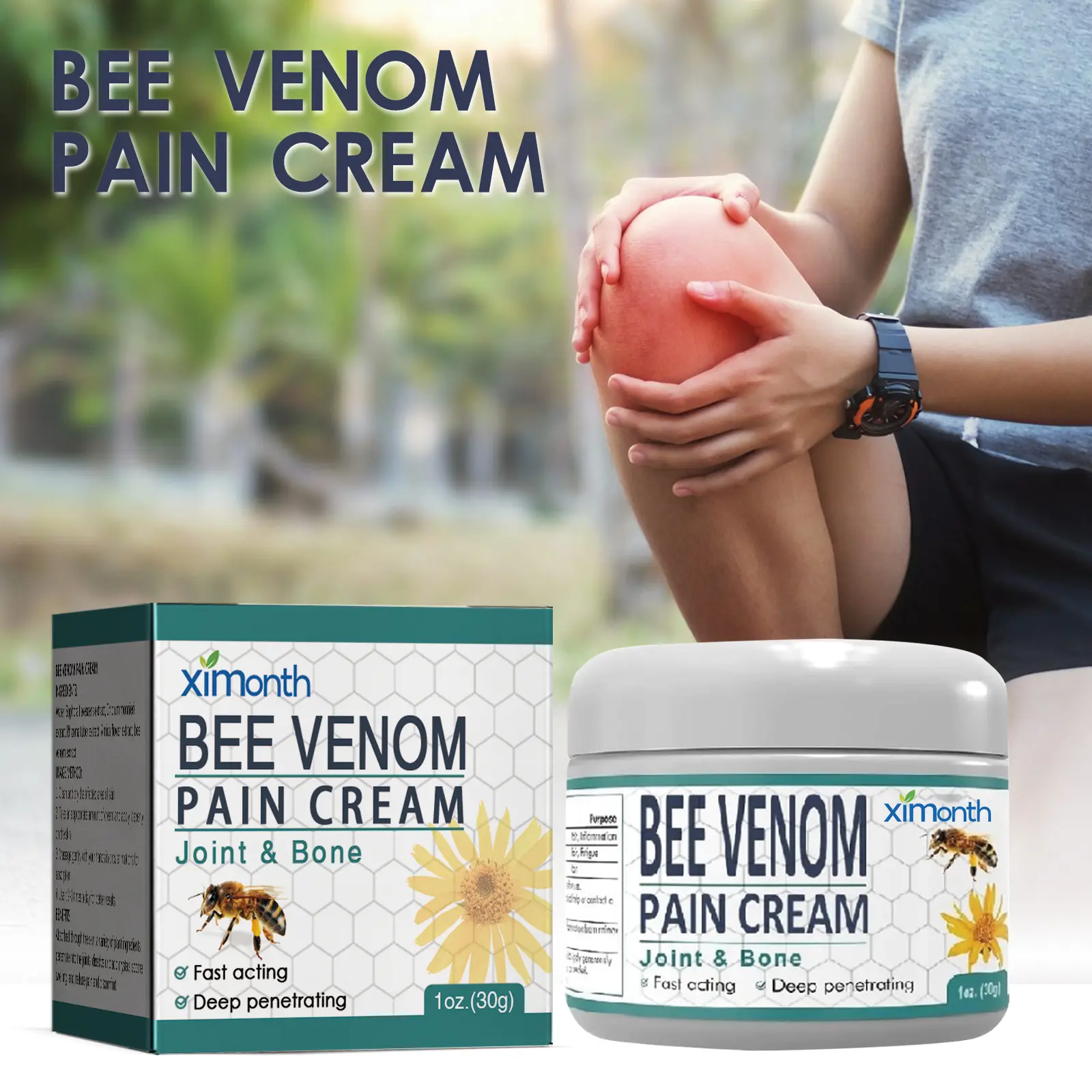 Bee Venom Joint Care Cream, Non-Greasy Topical Balm for Knee & Joint Daily External Skin Care