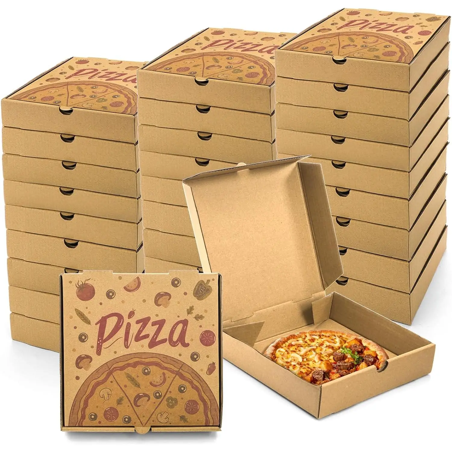 40 Pack Small Pizza Boxes, 7.3 x 7.3 x 1.6 Inch Mini  Corrugated Pizza Takeout Containers,  Delivery Boxes  Packing Containers for Pizza, Cake, Cookies, Snack