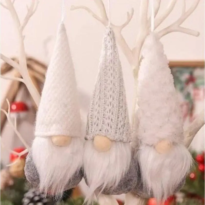 3pcs Christmas Hanging Decorations, Handmade Plush Santa Elves, Holiday Tree Ornaments, Home Christmas Decoration