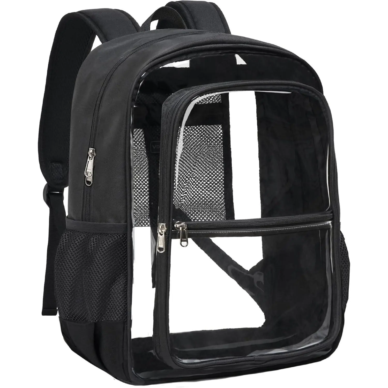 Clear Backpack Heavy Duty - Transparent Bookbag for School Fabric & PVC See Through Backpacks for Girls Boys Large Capacity Clear Bag for College Work Travel  - Black