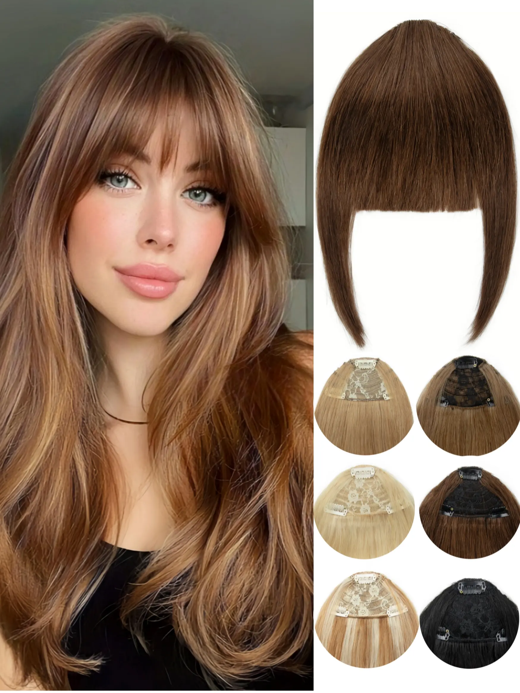 Thick Straight-Cut Bangs Human Hair for Women, Quick Style Change, Available in Blonde, Perfect for Instant Transformation