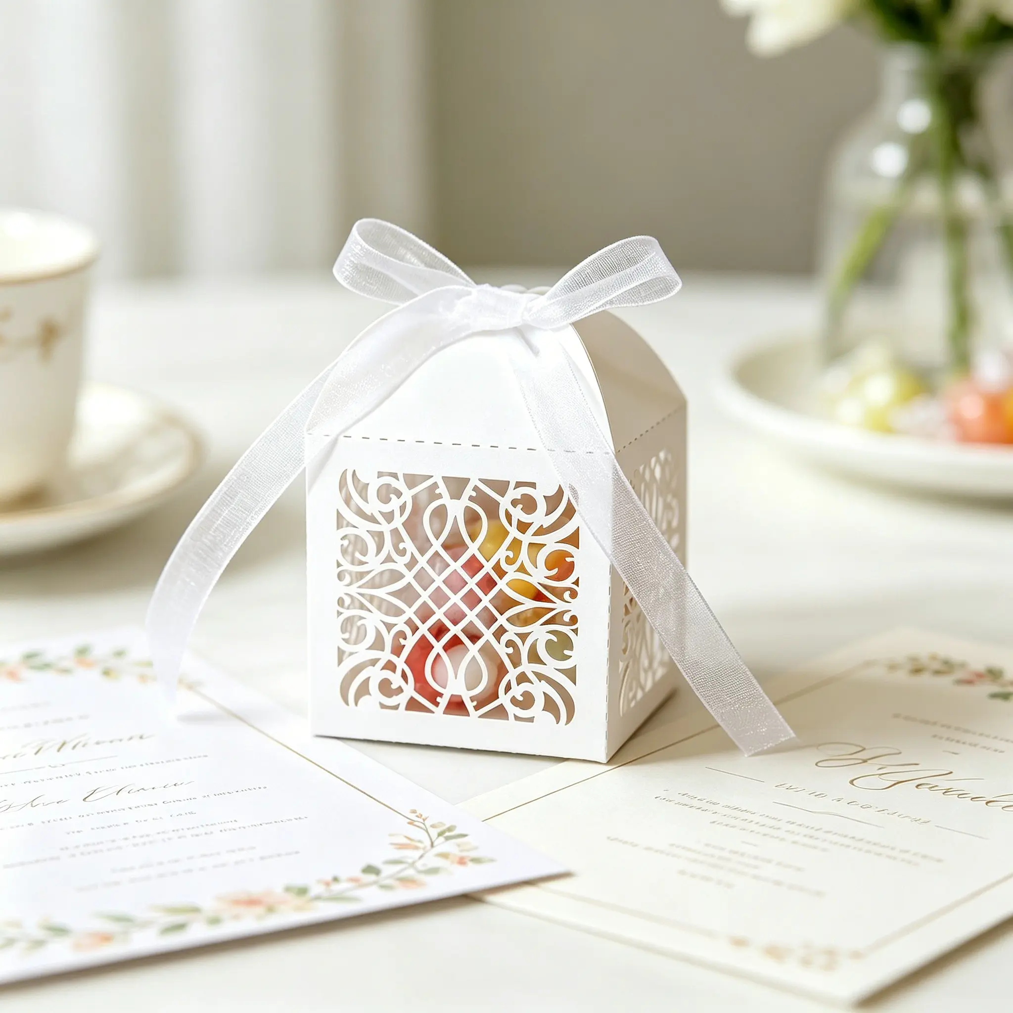 European Style Rhombus Laser Cut Candy Box, Wedding Party Favor Gift, Classy Gift Box, High-End Sugar Box, Multiple Colors Available