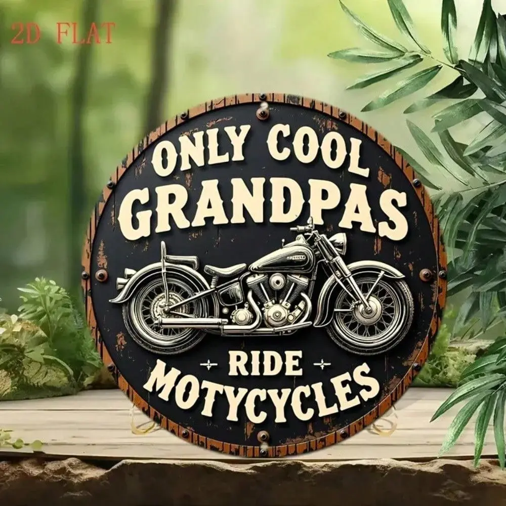 Vintage Retro Harley Motorcycle Aluminium Tin Sign - 8x12in Light Colorful Contemporary Art Rustic Wall Plaque, Garage Decor, Thanksgiving Gift Idea for Men Room