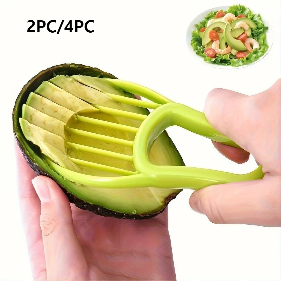 3-in-1 Plastic Avocado Slicer （2PC/4PC ），Multifunctional Avocado Cutter, Fruit Slicer, Vegetable Cutting Slicer, Fruit Corer, Vegetable and Fruit Cutter, Kitchen Tool for Home Use, Durable Fruit Tool, Kitchen Gadgets, Kitchenware