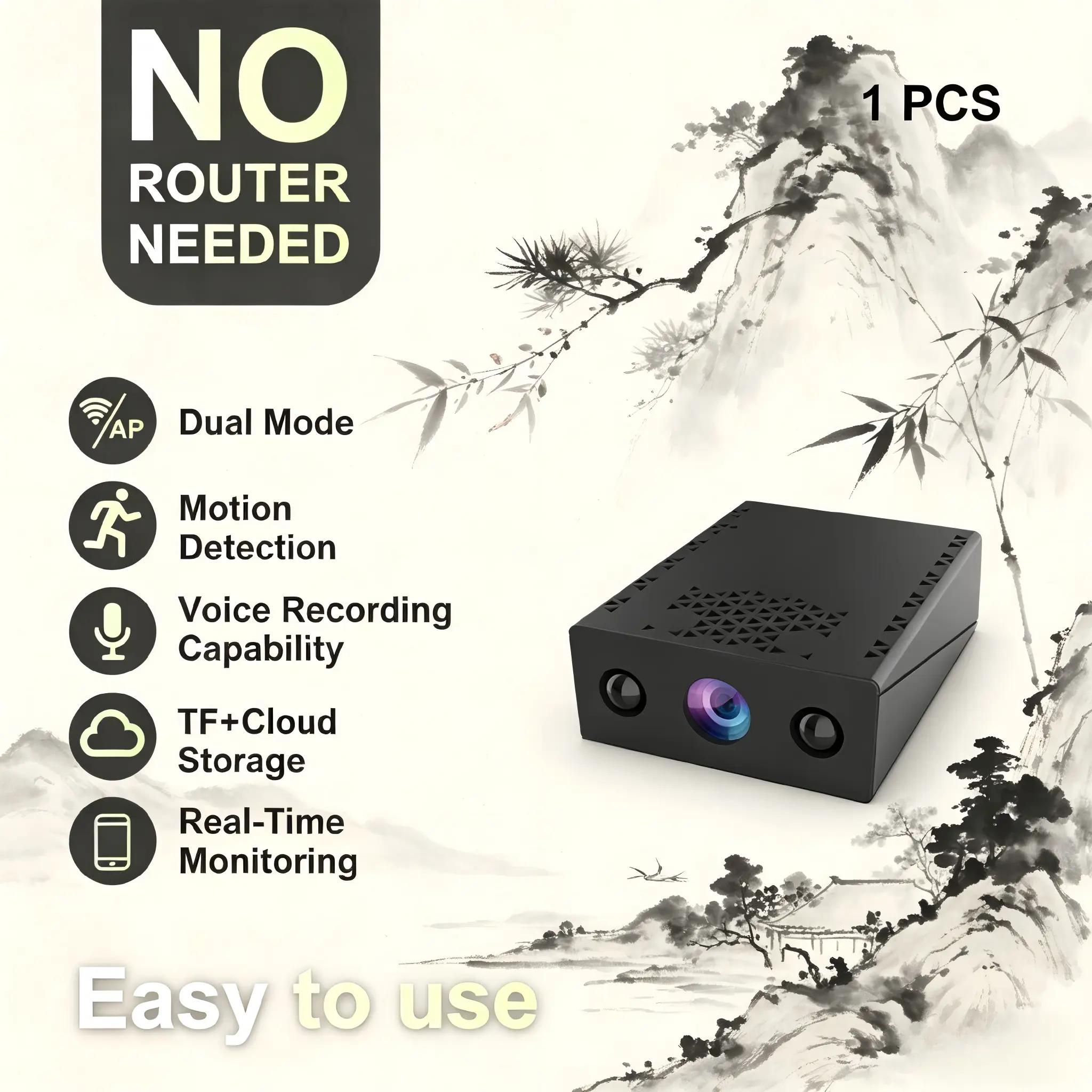 YINGWEICAM 4K WirelessSecurity Camera Featuring 2.4G Wifi And Night Vision, Two 940nm Infrared Night Vision Supplementary Lights Ensure Clear Visibility Even In Total Darkness, Supports Motion Detection Alarm And Remote Monitoring Via APP