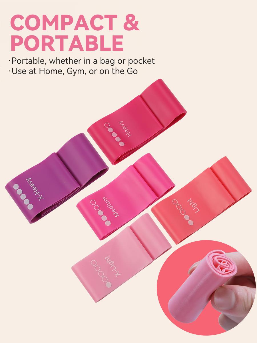 5 Levels TPE Resistance Elasticity Bands Set – Fitness Exercise Bands for Beginners to Advanced Home Workout, Yoga, Pilates, Strength Training