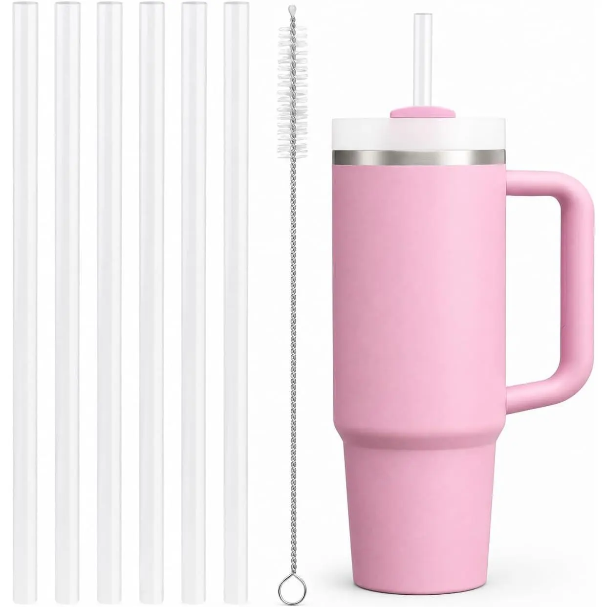 Straw Compatible with 40 oz  Quencher Tumbler, 12 Inch Extra Long  Plastic Straws for 40 Oz Cup, Clear-6 Pack