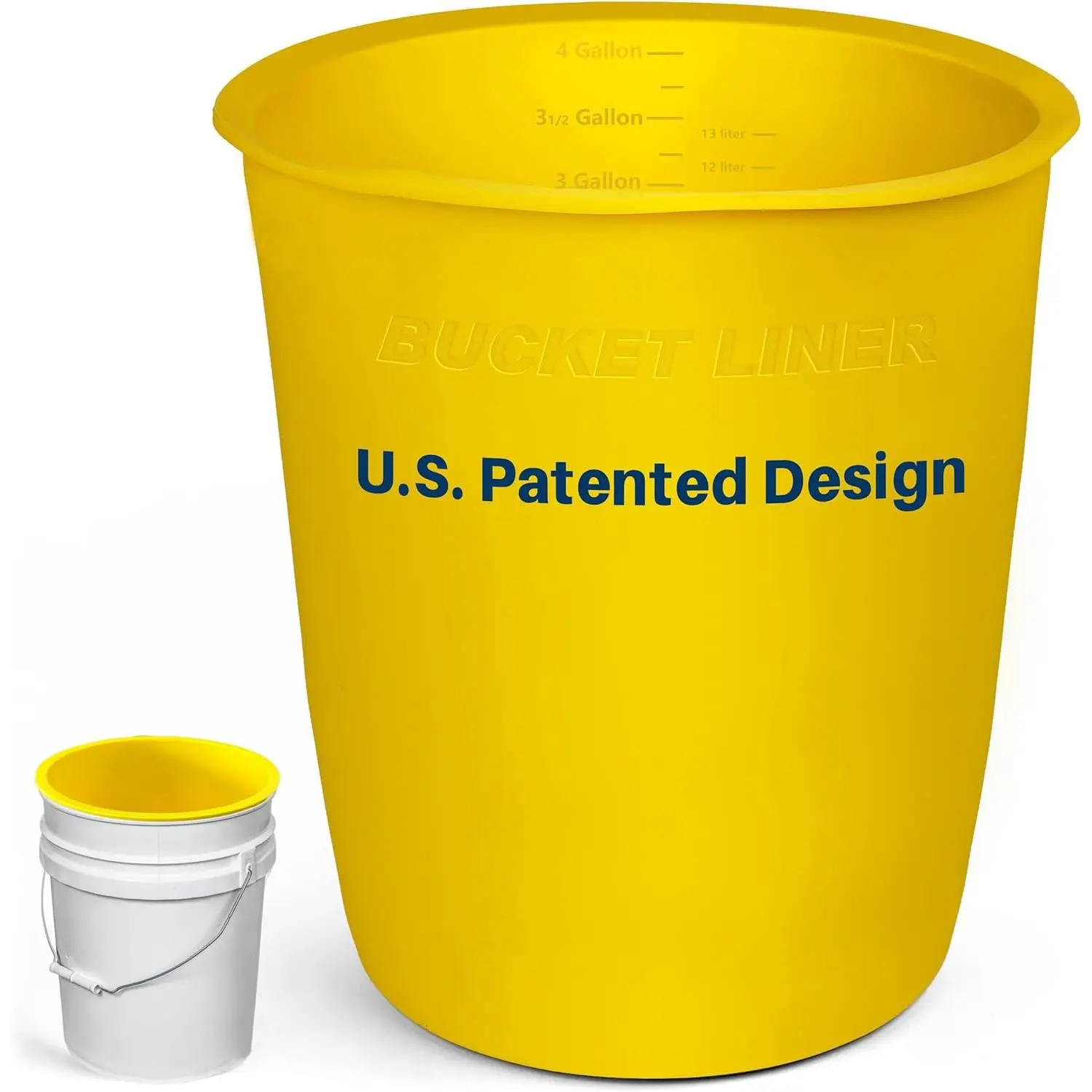 Reusable 5 Gallon Bucket Silicone Liner for Thinset Paint Epoxy Concrete Mixing Bucket Saver with Graduated Measurements Heavy Duty Yellow