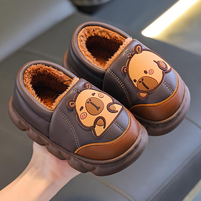 1 Pair of Capybara Kids' Slippers for Autumn and Winter, Boys' Indoor Home Plush Slippers for Girls, Cute Cartoon Slippers, Lightweight Slippers, Soft Slippers, Slippers For Girls, Slippers For Boys