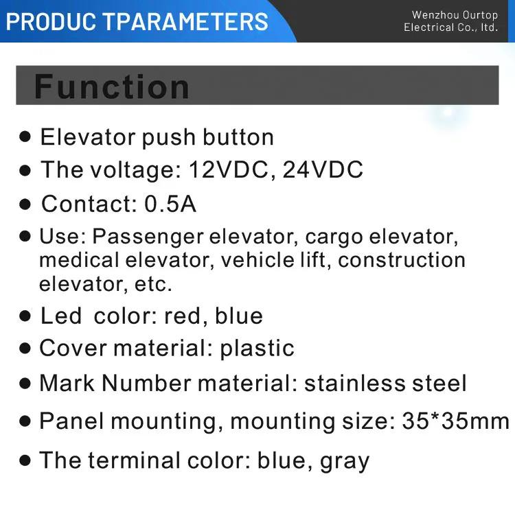 Elevator accessories white light button square Light touch button switch