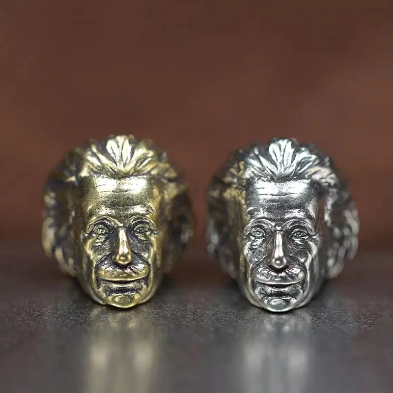 EDC Brass Great Physicist Head Sculpture Knife Bead Lanyard Pendants Charms Paracord Bead DIY Umbrella Rope Bracelet Accessories