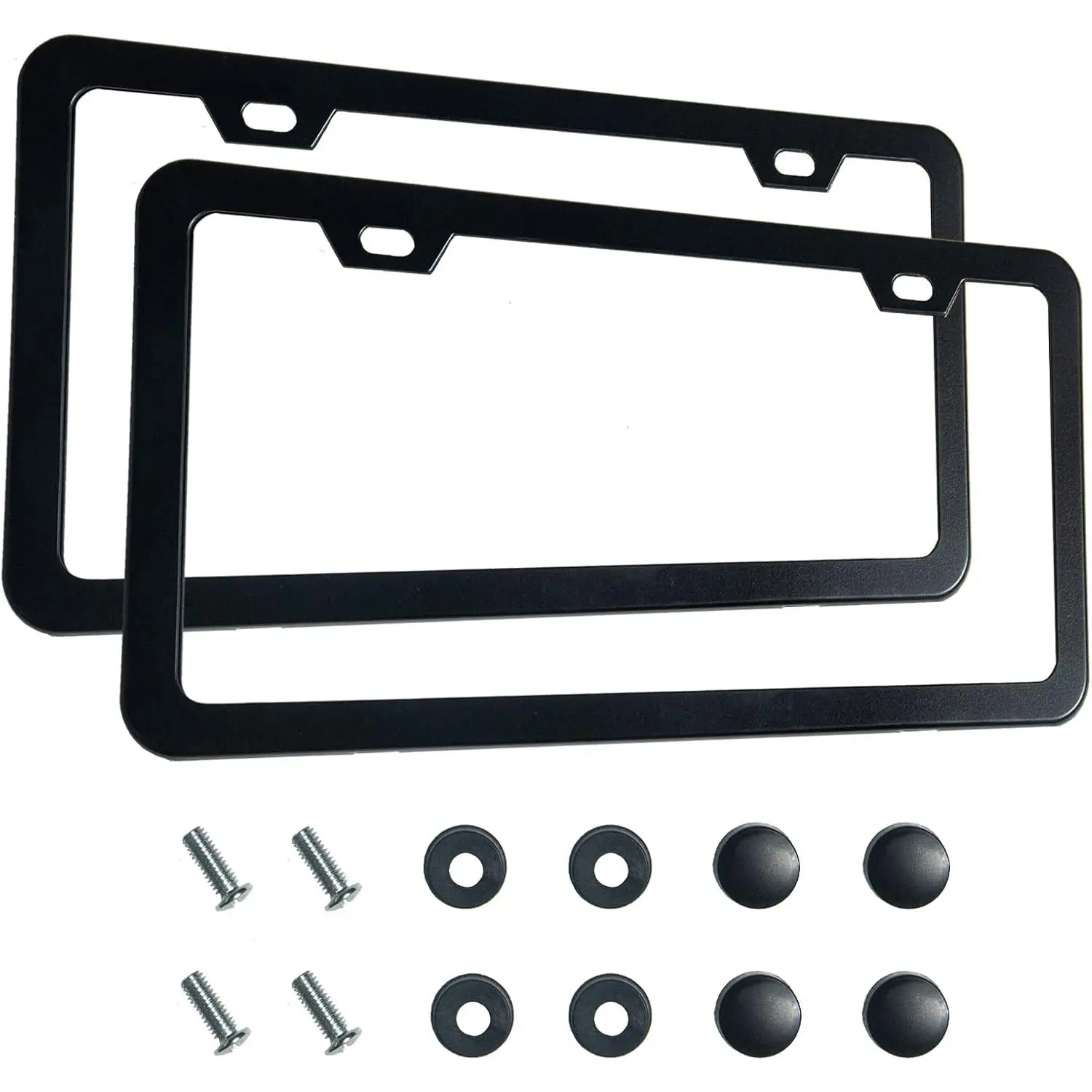 2PCS Premium Matte Black License Plate Frames, Solid Rust-Proof Aluminum Holder with 2 Holes, Universal Car Frame for Women and Man, Including Screws, by .