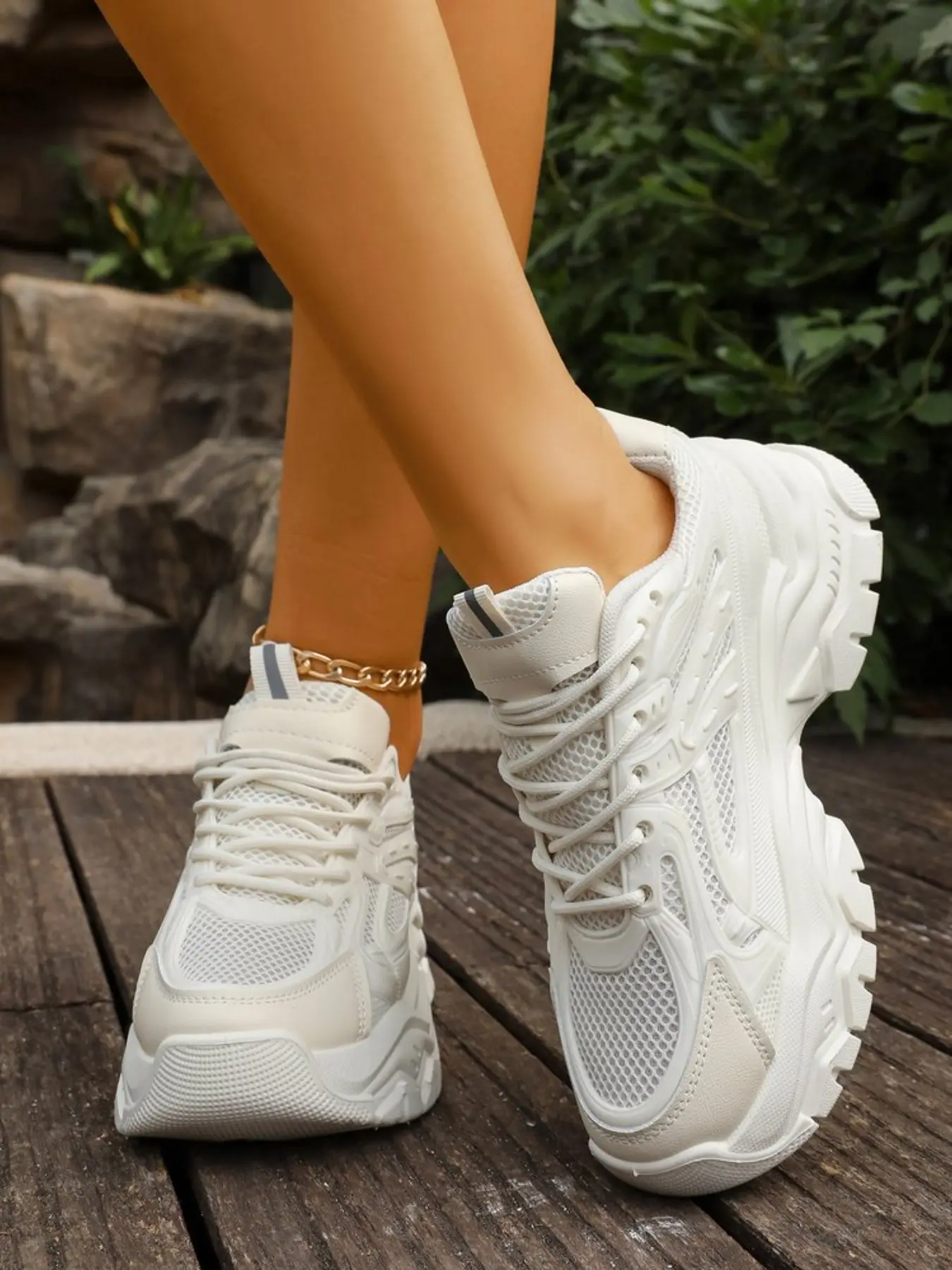 Return-To-School Pure Mesh Breathable Casual Women's Shoes, Lightweight Multi-Layer Thick Sole Anti-Slip Versatile Dad Sneakers