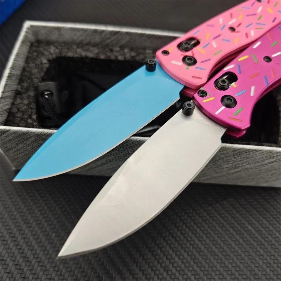 BM Bugout 535 Donut Pink Handle Manual Open Pocket Folding Knives EDC Outdoor Camping Hunting Multifunctional Hand Tools