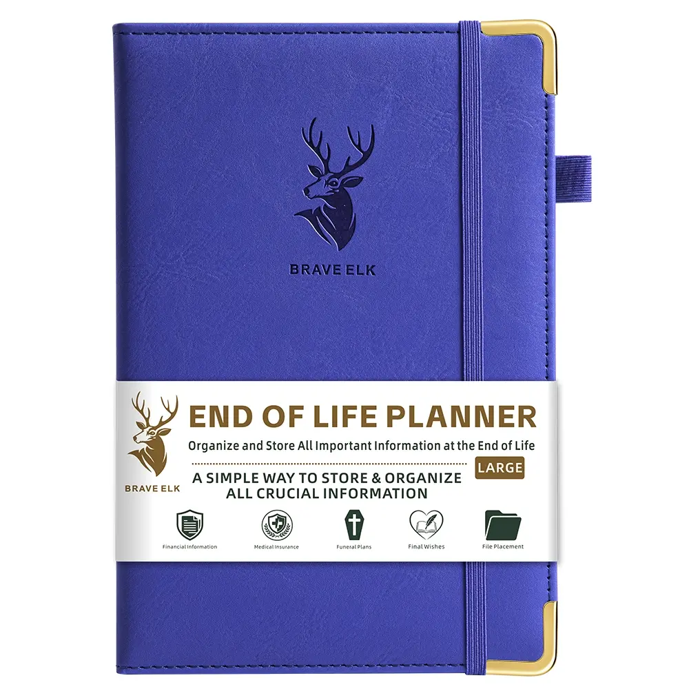 A5 End of Life Planner When I'm Gone Organizer Notebook, 4 Colors PU Leather Final Wishes Journal for Financial Assets Accounts Passwords Medical Care Funeral Plans