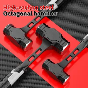 Heavy-Duty Octagonal Hammer - Solid High-Carbon Steel Metal Construction, Non-Slip Handle, Handheld Work Tool for Home Improvement, Carpentry, Stocking Stuffers, Hand Tools with Durability and Strength