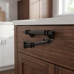 Matte Black Cabinet Pulls, 10 Pack - 5 Inch Modern Square Drawer Handles, Zinc Alloy Hardware - For Kitchen Cabinets, Dressers, Wardrobes, Closets, Bathroom Vanities, 3 Inch Hole Centers