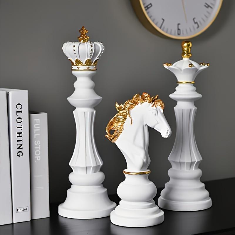 Set of 3 Resin Vintage Chess-Inspired Figurines - Elegant Black Home Decor Statues with Regal Design, Durable Room & Table Decorations, Unique Gift Idea for Christmas, Fits Multiple Room Types - Decorative Collectible Pieces Ornaments