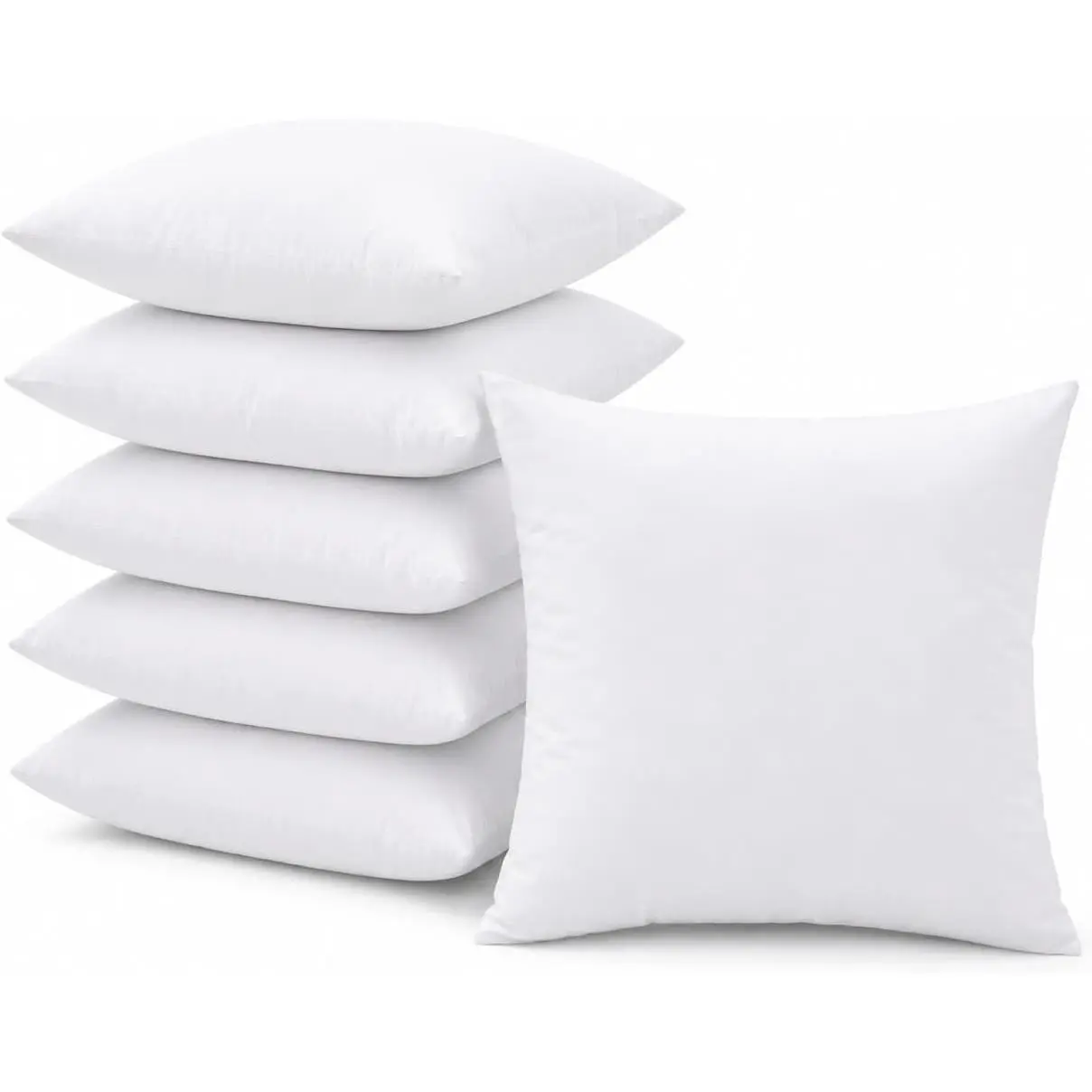 20x20 in Square Throw Pillow Inserts - 6 Pieces, Polyester Fill Cushions for Decorative Pillow Covers (Indoor Furniture, Sofa Use), Six Pieces