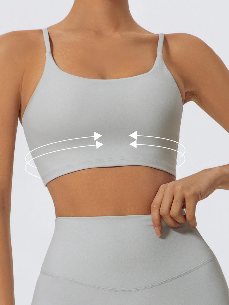 Women's Solid Color  Sports Bra, High Stretch Breathable Comfortable Backless Buckleless Sports Bra, Ladies Sportswear for Indoor Outdoor Wear, Sporty Breathable Bras