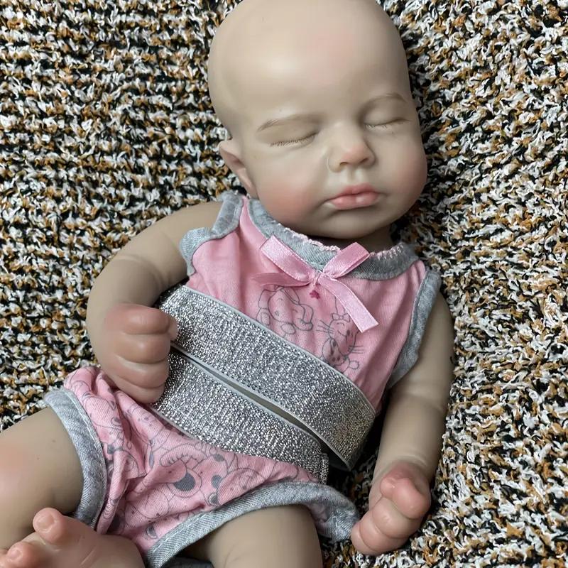1 Pcs 13 Inch Dark Skin Full Body Solid Silicone Reborn Boy And Girl Doll Painted Bald Hand-Painted Skin Soft Touch Feeling Waterproof Newborn Doll Toys for Girl/Collector