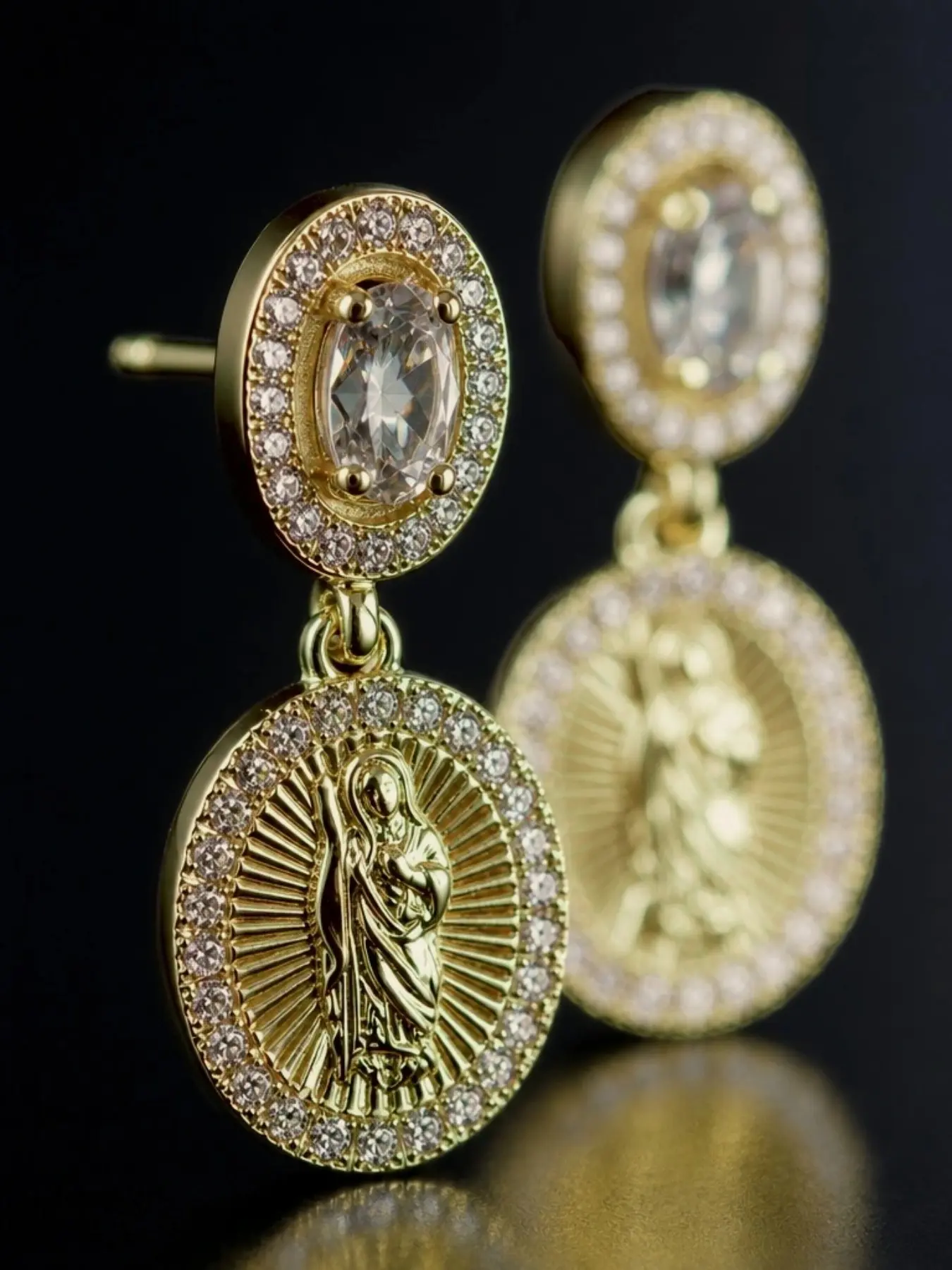 14k Saint Judas Ear Cuffs, Elegant Water Drill Design, Perfect for All Occasions, High-Quality Fashion Accessory