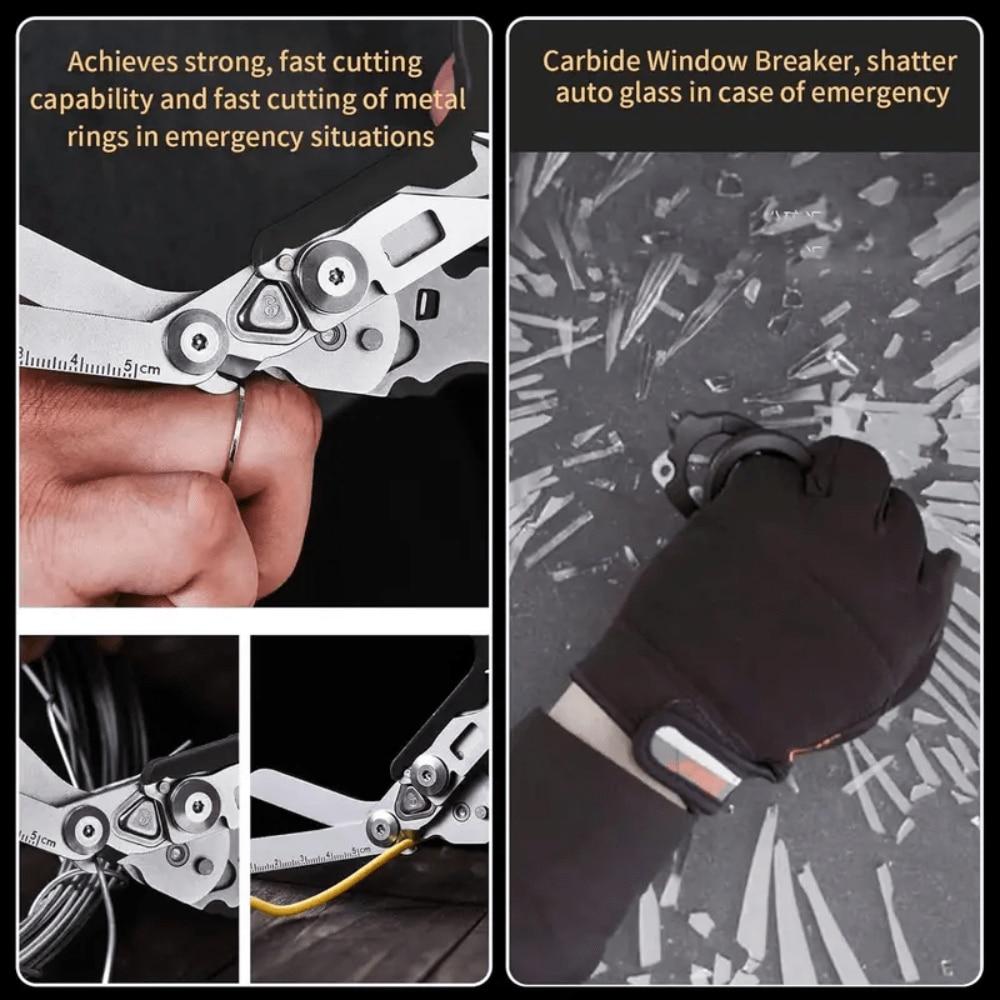 Stainless Steel Tactical Folding Scissors, Multifunctional Durable Outdoor Tool with Tape Cutter, Portable Scissor Sharpener Sheet Cutting Tool, Heavy Duty Scissor