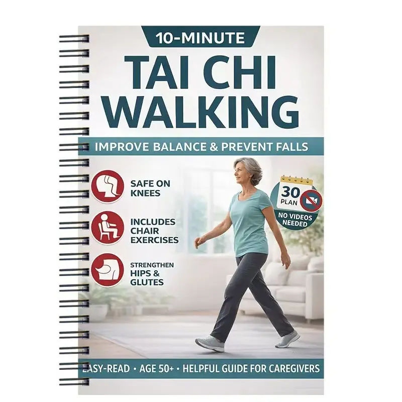 10-Minute Tai Chi Walking Themed Notebook, Gentle Home Workout Journal for Seniors, Low Impact Exercise Guide, Easy-To-Use Fitness Tool
