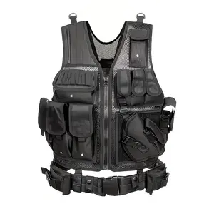 Outdoor mesh tactical protective vest, puncture-resistant and breathable combat jacket, suitable for tactical training and outdoor activities involving heavy loads, as well as a back vest for outdoor use, Tactical Chest Vest