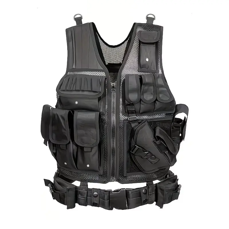 Outdoor mesh tactical protective vest, puncture-resistant and breathable combat jacket, suitable for tactical training and outdoor activities involving heavy loads, as well as a back vest for outdoor use, Tactical Chest Vest