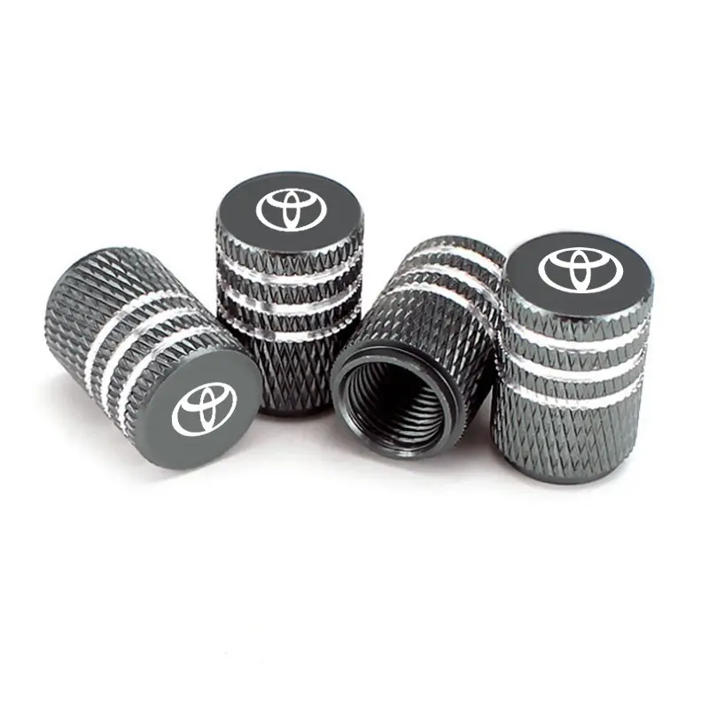 4pcs Aluminum Valve Caps Fit for Toyota Camry Rav4 C-Hr Corolla Yaris Prius Prado Fj Hilux Fortuner Auris Wish Harrier, Car Accessories