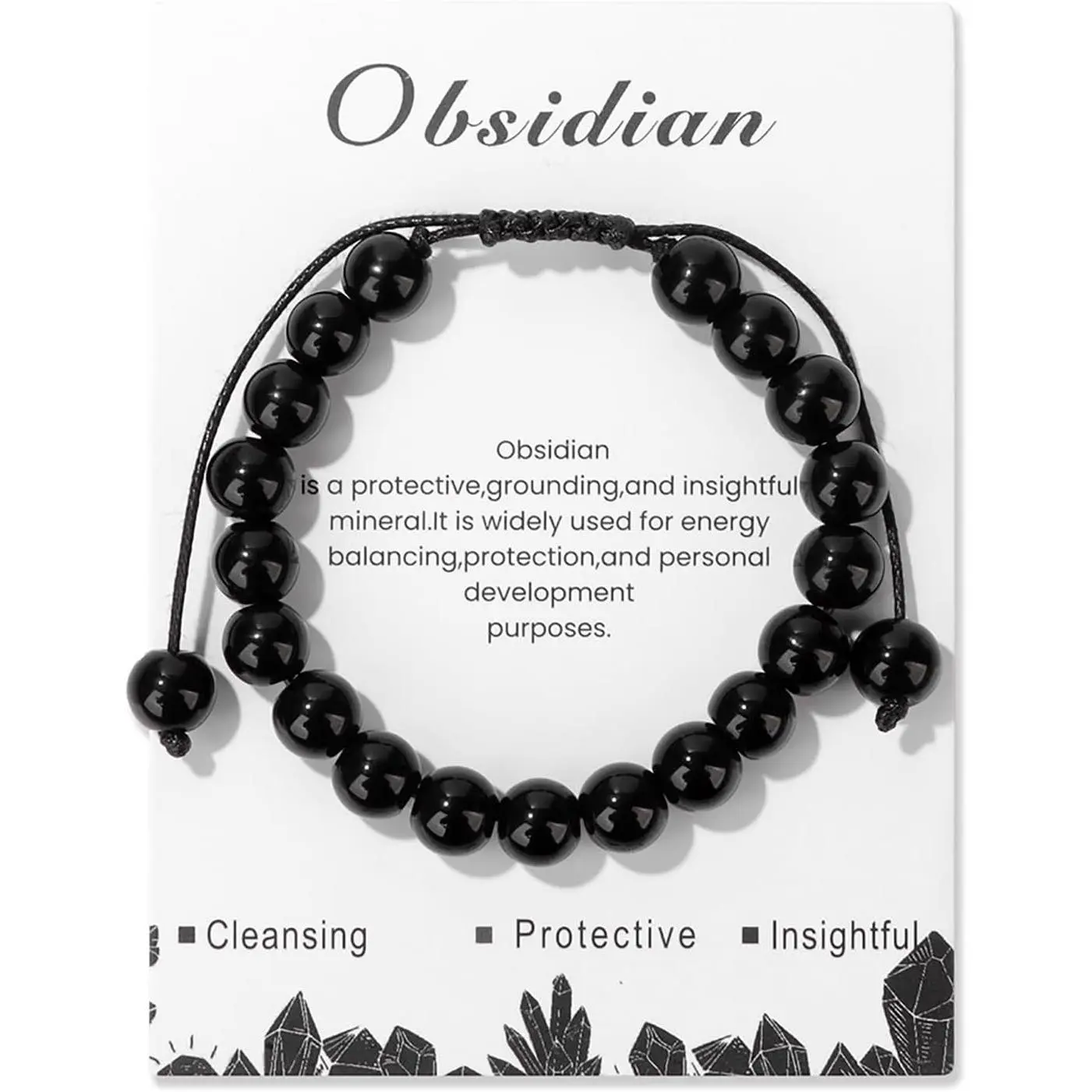Healing Crystal Bracelet for Women 8mm Natural Stone Crystal Beaded Bracelets Adjustable Handmade Gemstone Bracelet Healing Jewelry Mother's Day Gifts for Women