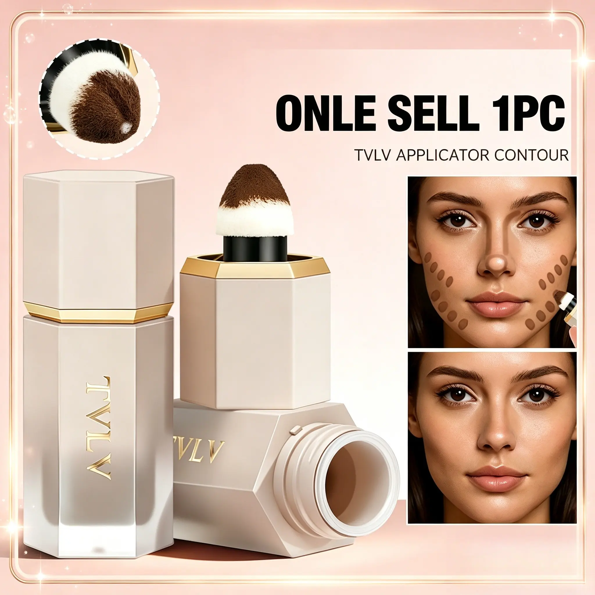 Facial Contouring Brush Shadow Nose Highlighter, Moisturizing Lightweight Natural Multi-Functional Makeup Tool, Bronzer Makeup, Suitable for Daily Use, Glow Seeker Highlighter