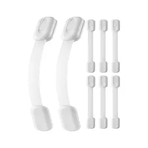 VEVOR Child Safety Strap Locks, 8 Packs Adjustable Baby Proofing Cabinet Locks, 3M Adhesive Cabinet Drawer Door Latches, No Drilling Required, for Fridge Dishwasher Toilet Seat Cupboard Oven Trash Can