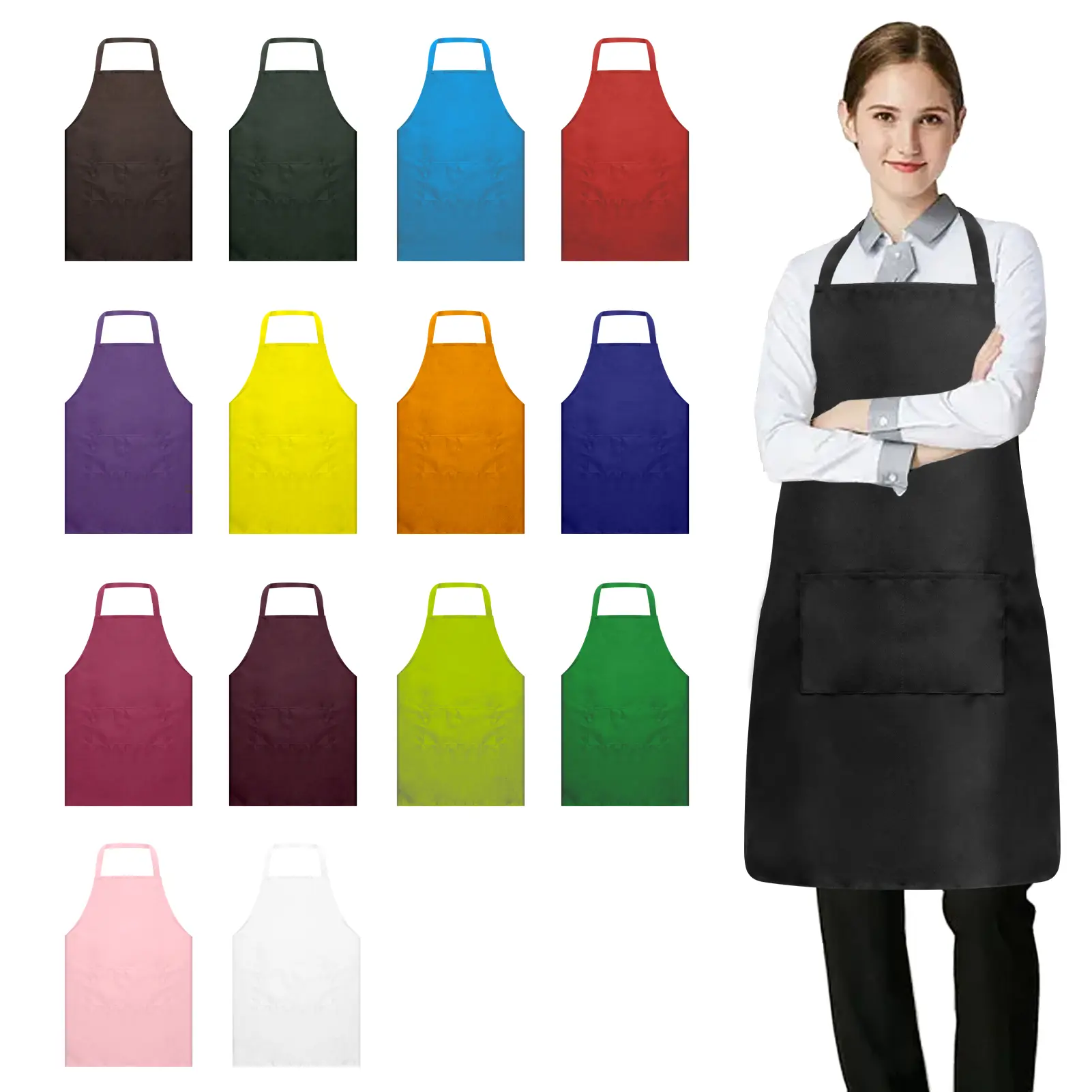 1PCS Adult Neck Strap Apron, Comfortable Kitchen Wear, Perfect for Cooking & Baking, Easy to Clean