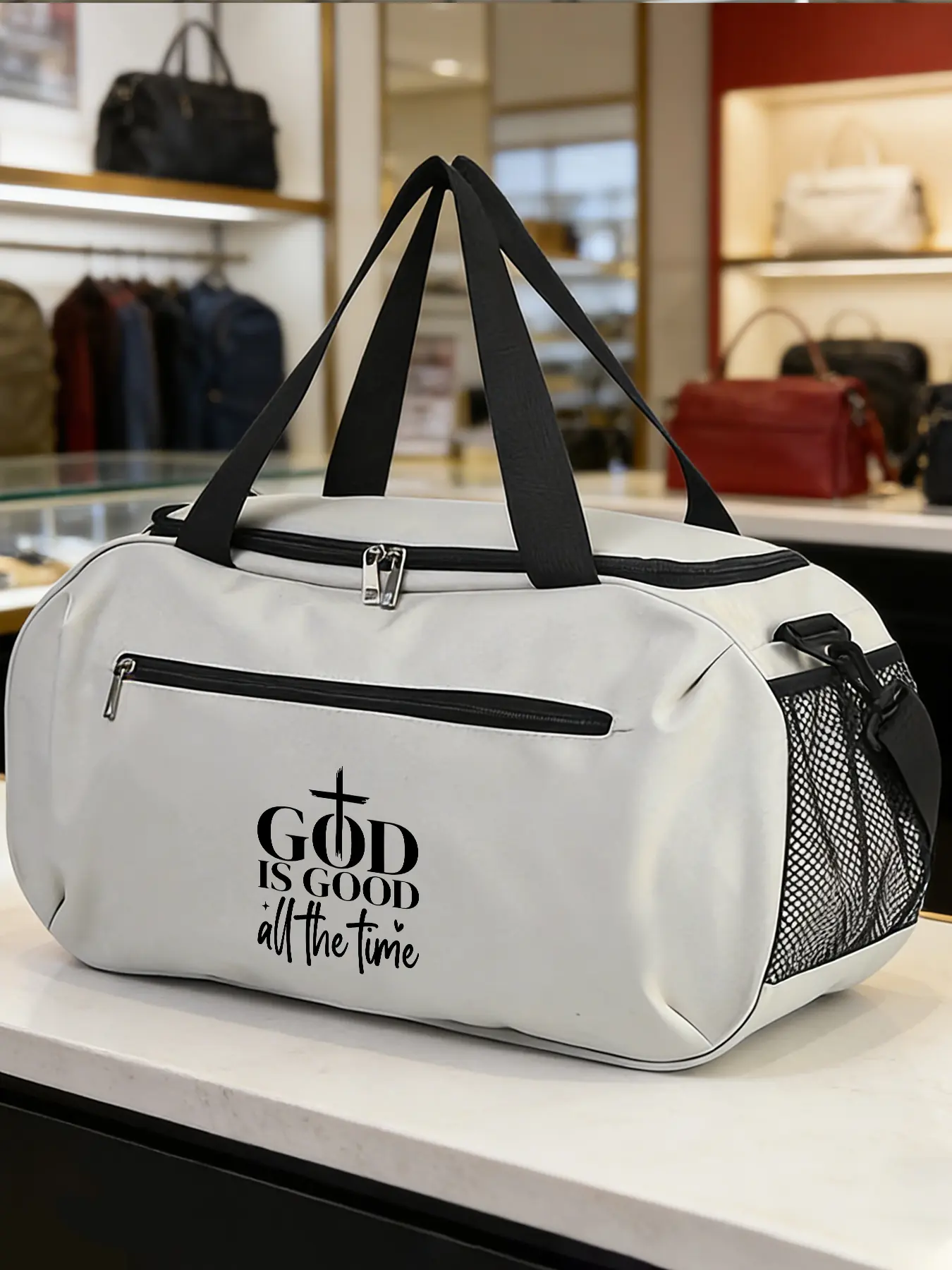 "GOD IS GOOD all the time" Pattern Crossbody Bag, Sports Shoulder Bag, Basketball Bag, Suitable for Daily Sports and Commuting. Durable with Large‑capacity Space, Adjustable Shoulder Strap, Trendy Fashion Item, An Ideal Gift.