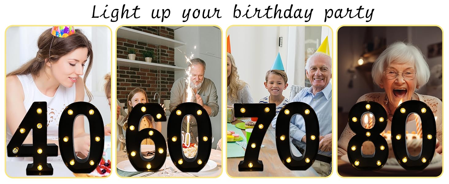 LED Marquee Numbers with Marquee Look, 2026 Battery-Powered Lighted Decor, 2 Black Small Light Up Pieces for Birthday, Home & Party Supplies