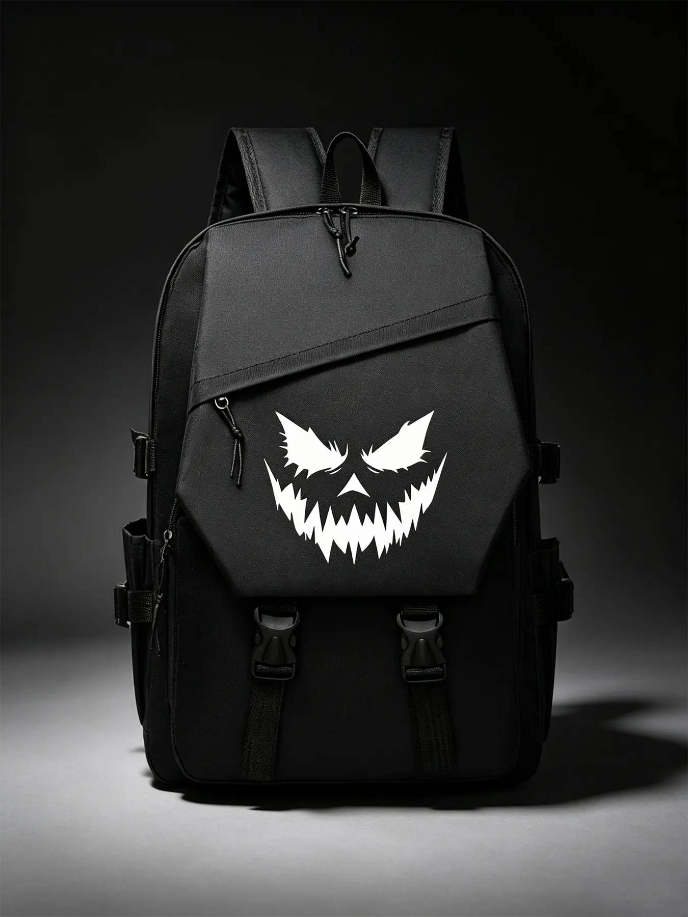 Evil Smiley Print Stylish Backpack, Unisex Large‑Capacity Backpack, Laptop Bag, Office Work Bag for Work, Outings and Travel