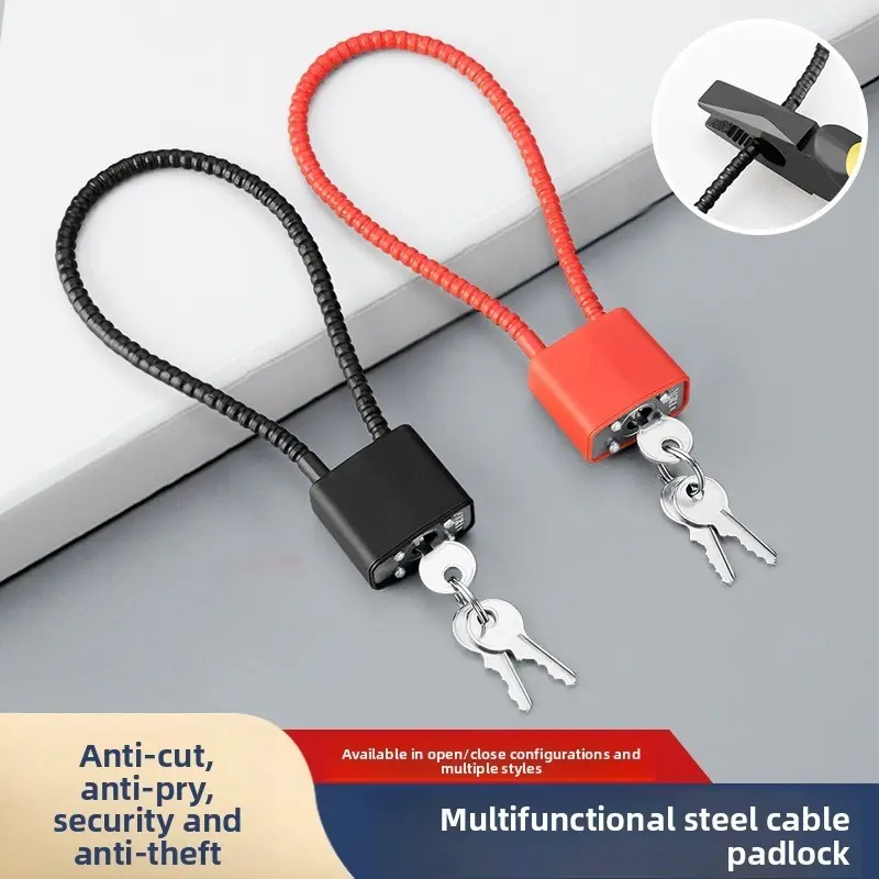 Portable Security Lock Box, 2 Piece Wire Rope Padlock, Cabinet File Cabinet Anti-Theft Lock, Sturdy Lock, Suitable for Dorms and Homes, Safe Storage Solution