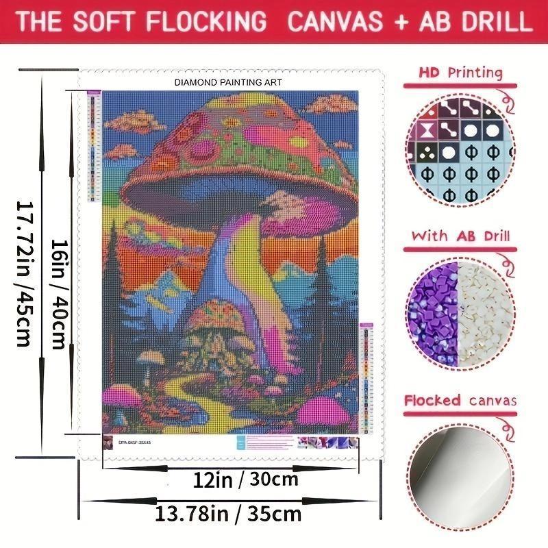 Mushroom Pattern DIY Artificial Diamond Art Colorful Painting Without Frame, Creative Wall Hanging Decoration Toy, Cartoon Housewarming Gift