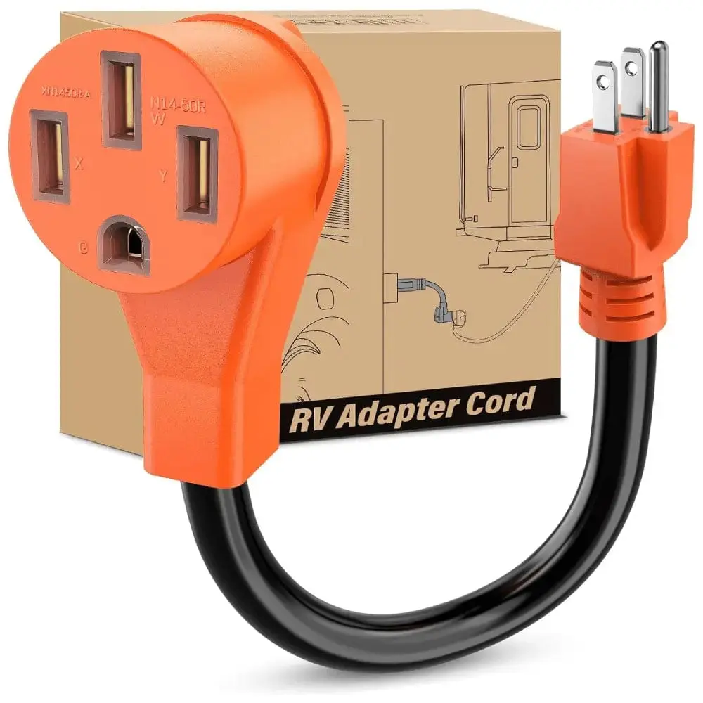 Nilight 15AMP to 50AMP RV Power Plug Adapter Cord, 125V, Pure Copper Wire, Plug-In Connector, Power Socket, Outlet Adapter