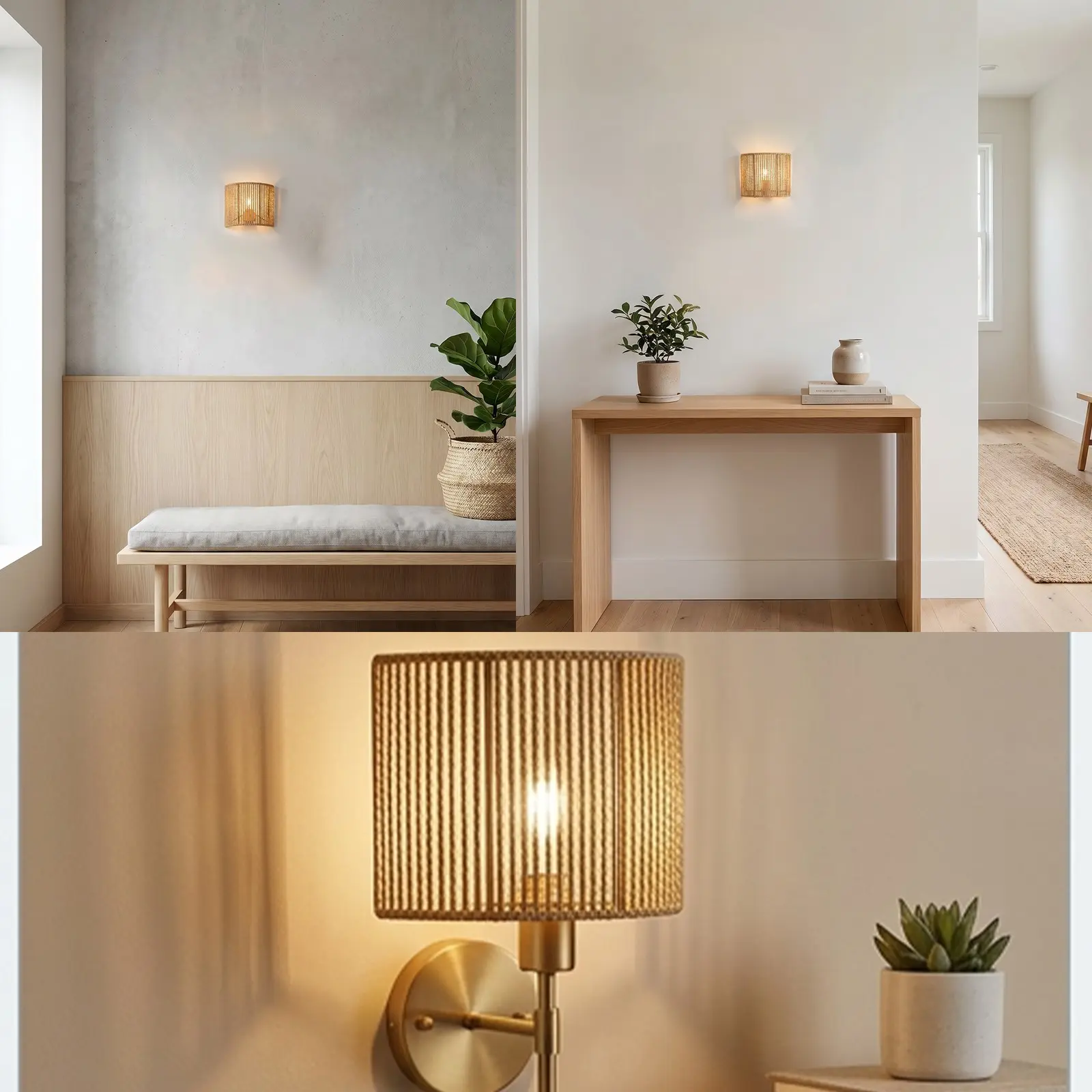 Short Cylinder Vertical Stripe Handmade Woven Lamp Shade, Narrow Rattan Wall Light Replacement, Bohemian Style, Quick Install