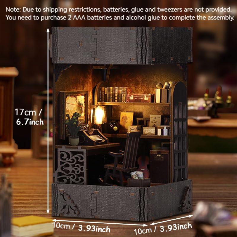 DIY 3D Wooden Puzzle Vintage Handcrafted Book Nook Kit, Handmade Book Stand Model for Shelf Decor, Unique Birthday and Holiday Gift Idea