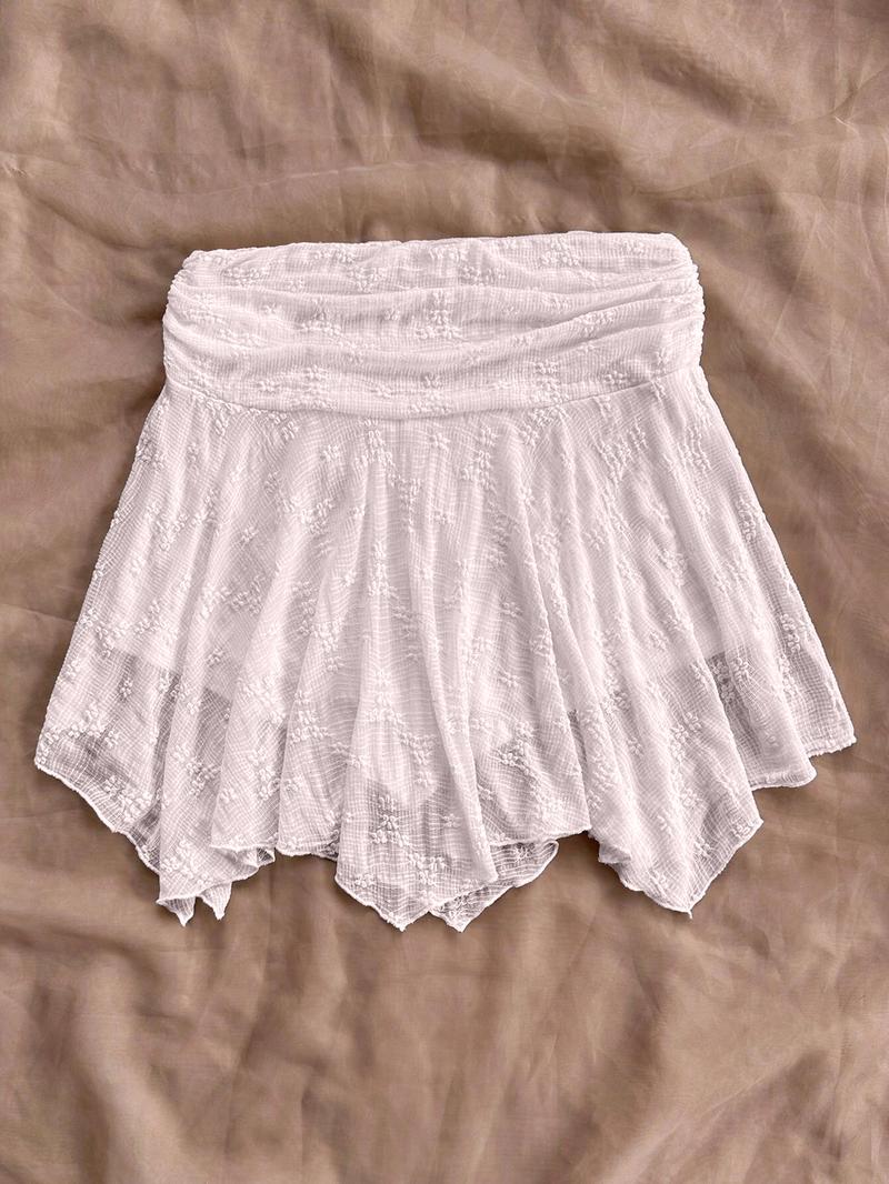 Women's Plain Asymmetrical Hem Skirt, Casual  Short Skirt for Summer, Fashion Women's Skirt for Beach Holiday