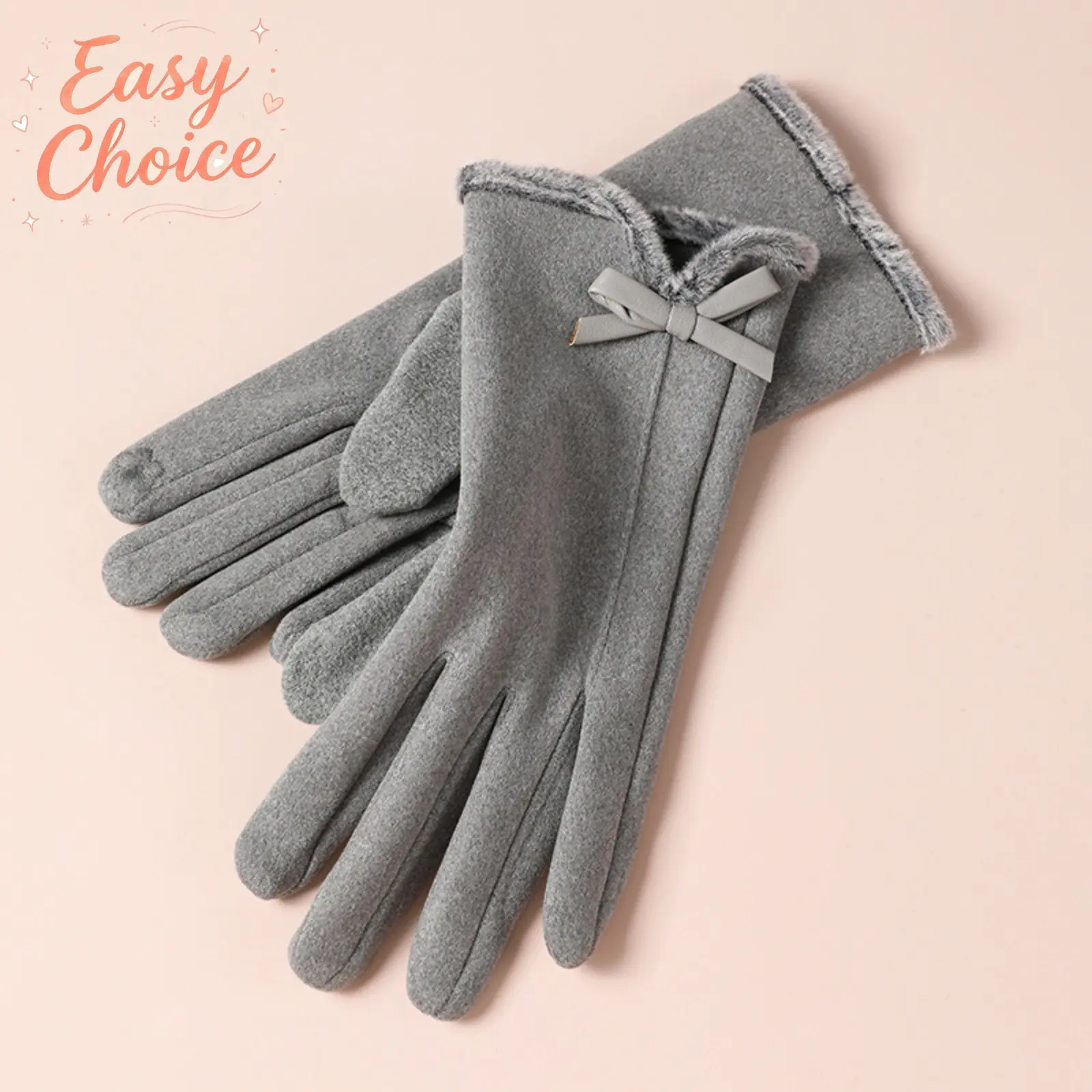 Women Bow Decor Dralon Touch Screen Winter Gloves, Thick Heat-Lock Thermal Mitts With Fluffy Wool Cuff, Windproof Cold Resistant Warm Hand Accessories For Cycling Driving Daily Commute Women Bow Decor Dralon Touch Screen Winter Gloves, Thick Heat-Lock Thermal Mitts With Fluffy Wool Cuff, Windproof Cold Resistant Warm Hand Accessories For Cycling Driving Daily Commute