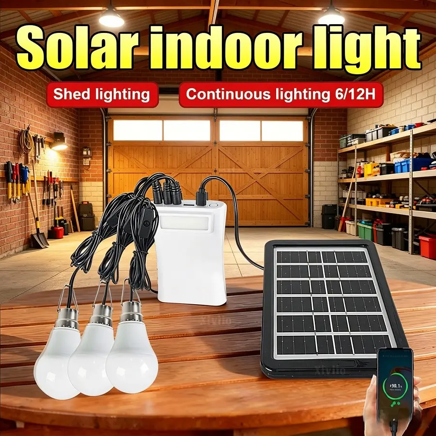 4800mah Solar Pendant Light, Long-Lasting Solar Floodlight, Indoor Wall Lamp, LED Lighting for Warehouse, Pavilion, Tent, Camping