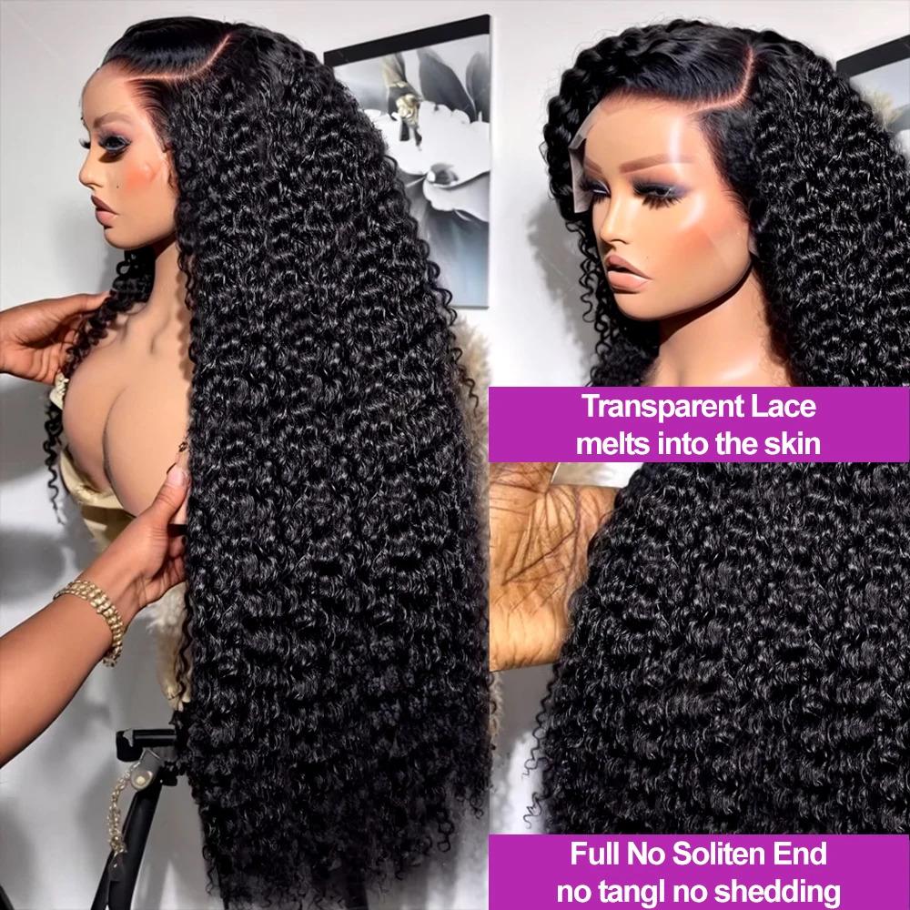 Women's Human Hair Half Wig - HD Wigs, 250% Density 40Inch Deep Wave, 13x4/13x6 360 Full Lace Frontal, Transparent Lace, Pre-Plucked Hairline & Side Parts Cap Design, Deep Wave Wig