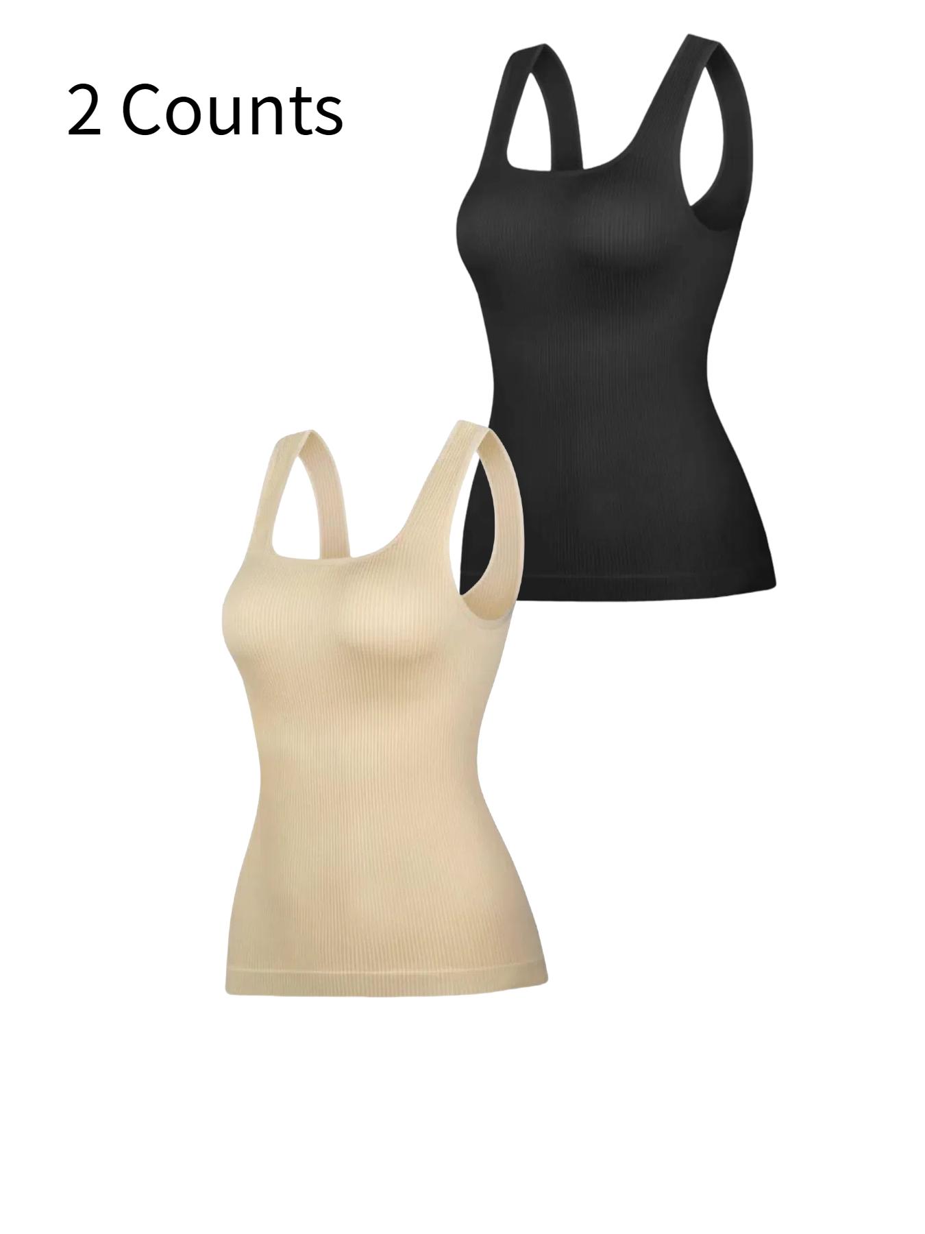 Women’s Tummy-Control Seamless Knitted Square-Neck Compression Tank Tops, Slimming Solid-Color Backless Body Shapewear for Black Friday, All Saints’ Day & Christmas, Underwear